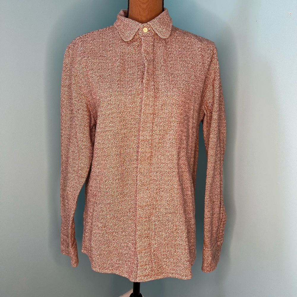 Hymn London Brown and White Thick Button Down Long Sleeve Shirt Large